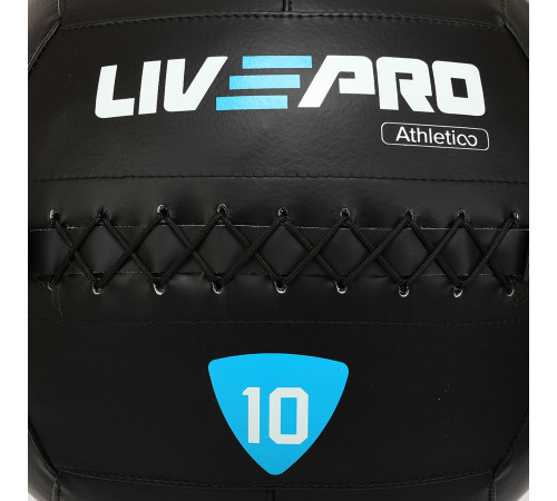 М'яч набивний медичний для кросфіту WALL BALL LiveUp 10кг чорний