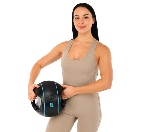 Медбол м'яч медичний дворучний з хватами LiveUp Medicine Ball 6кг чорний