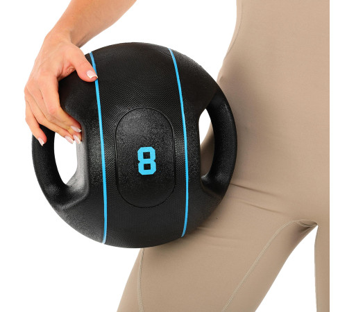 Медбол м'яч медичний дворучний з хватами LiveUp Medicine Ball 8кг чорний