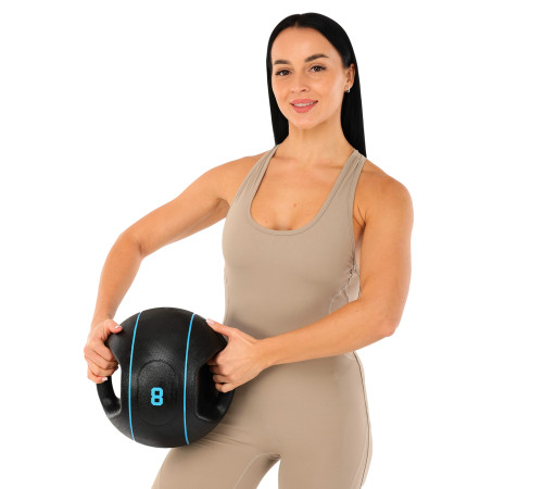 Медбол м'яч медичний дворучний з хватами LiveUp Medicine Ball 8кг чорний