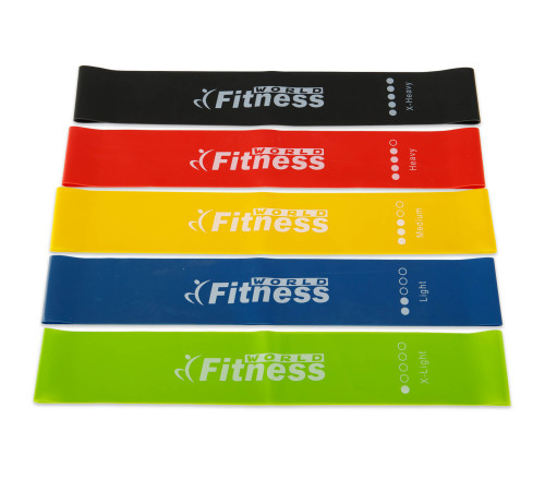 Набір резинок для вправ стрічки опору LOOP BANDS World Fitness 5шт кольори в асортименті