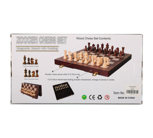 Шахматы настольная игра деревянные ZOOCEN размер 34см x 37см x 2,75см