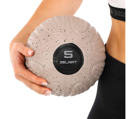 Слэмбол мяч набивной для кроссфита и фитнеса Slam Ball Zelart 5кг серый