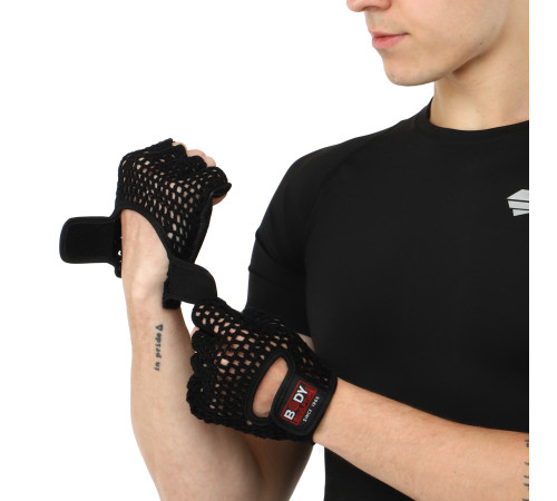 Рукавички спортивні шкіряні BODY SCULPTURE WorkOut S-XL чорний
