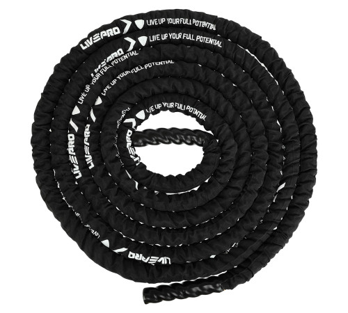 Канат для кросфіту в захисному рукаві BATTLE ROPE LiveUp 12м чорний