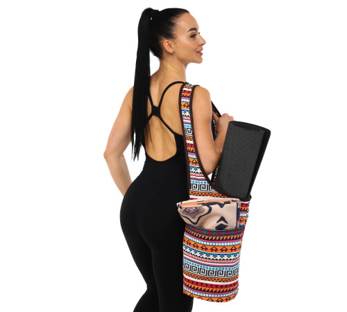 Сумка для йоги через плечо KINDFOLK Yoga bag SP-Sport помаранчевий-блакитний