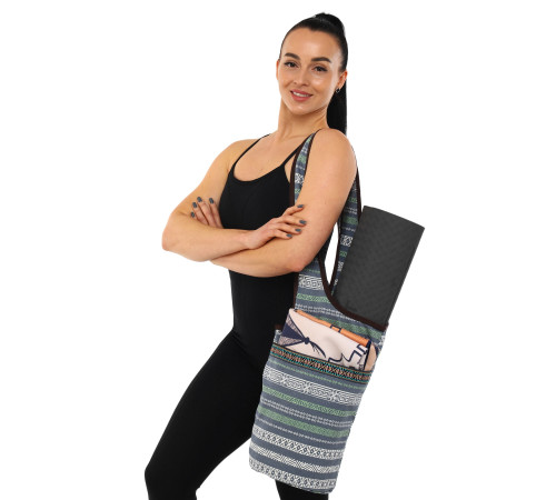 Сумка для йоги через плечо KINDFOLK Yoga bag SP-Sport сірий-синій