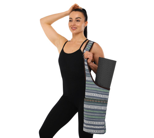 Сумка для йоги через плечо KINDFOLK Yoga bag SP-Sport сірий-синій