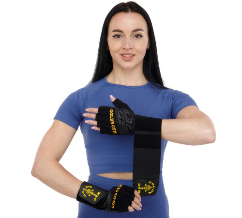 Рукавиці для фітнесу та важкої атлетики GOLDS GYM розмір S-XL чорний