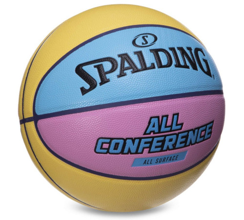 Мяч баскетбольный SPALDING ALL CONFERENCE размер 7 желтый-голубой