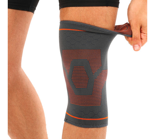 Наколенник спортивный эластичный компрессионный SIBOTE S-XL 1шт серый-оранжевый