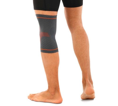 Наколенник спортивный эластичный компрессионный SIBOTE S-XL 1шт серый-оранжевый