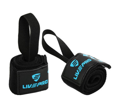 Бинти кистьові для жиму LIFTING WRIST WRAPS LiveUp 2штуки чорний-синій