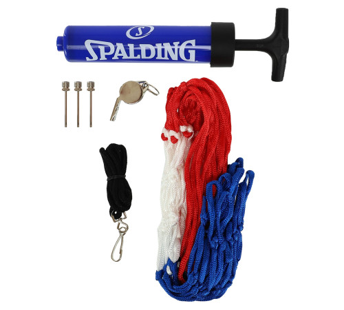Баскетбольний набір 4в1 сітка насос 3 голки та свисток SPALDING