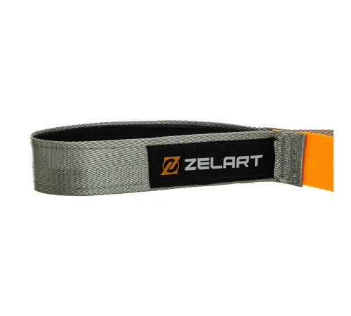 Лента стропа с петлями для растяжки Stretch Strap Zelart 10 петель серый-оранжевый