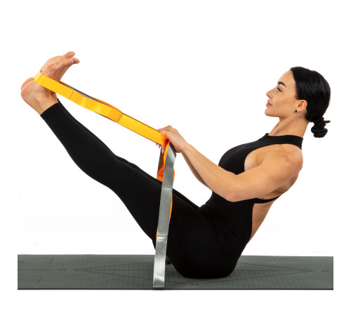 Лента стропа с петлями для растяжки Stretch Strap Zelart 10 петель серый-оранжевый