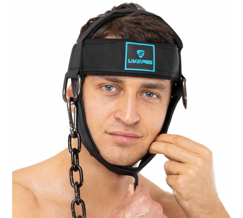 Упряж тренажер для тренування м'язів шиї NECK HARNESS LiveUp чорний