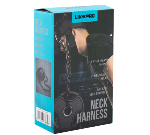 Упряж тренажер для тренування м'язів шиї NECK HARNESS LiveUp чорний