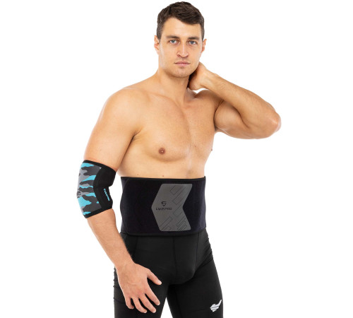 Пояс для тренажерного залу та схуднення SWEAT WAIST TRIMMER LiveUp розмір 125x19,5x0,5см чорний-сірий