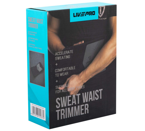 Пояс для тренажерного залу та схуднення SWEAT WAIST TRIMMER LiveUp розмір 125x19,5x0,5см чорний-сірий