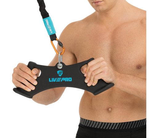 Рукоятка для тяги вниз з широким хватом Wide Triceps grip нековзне покриття LiveUp чорний