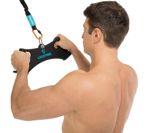 Рукоятка для тяги вниз з широким хватом Wide Triceps grip нековзне покриття LiveUp чорний