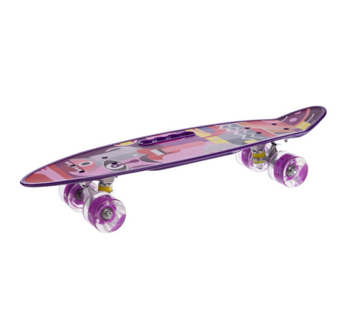 Пенні борд Penny Board круїзер пластиковий з колесами які світяться та ручкою для перенесення 24" SP-Sport фіолетовий