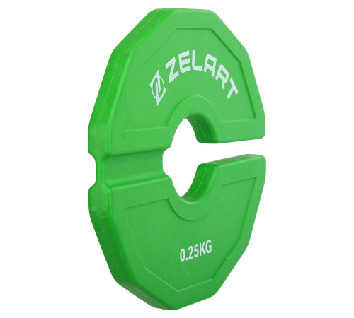 Блини диски змінні гумові Rubber Change Plates Zelart 0,25 кг зелений