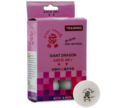 Набір м'ячів для настільного тенісу GIANT DRAGON GOLD 40+ 2star 6шт кольори в асортименті