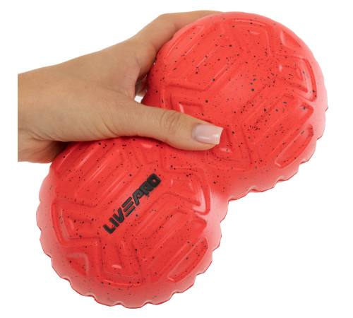 М'яч масажний подвійний для МФР та самомасажу Duoball LivePRO Peanut massage ball ø19,4см червоний