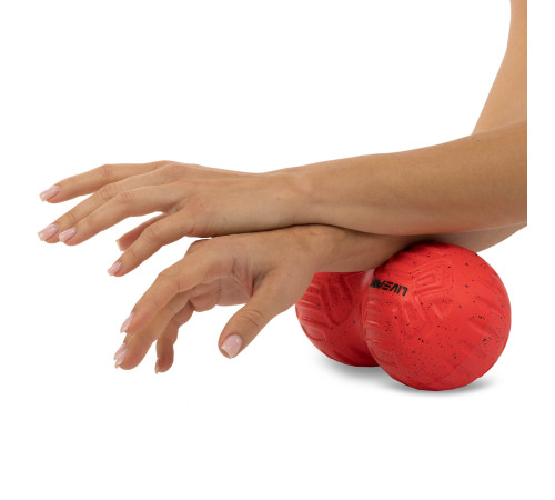 М'яч масажний подвійний для МФР та самомасажу Duoball LivePRO Peanut massage ball ø19,4см червоний