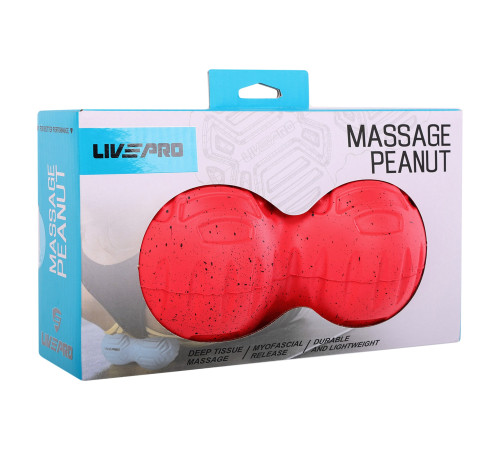 М'яч масажний подвійний для МФР та самомасажу Duoball LivePRO Peanut massage ball ø19,4см червоний