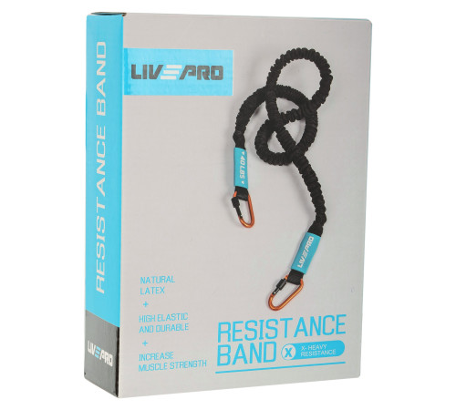 Еспандер трубчастий із карабіном у захисному рукаві RESISTANCE TUBE LiveUp навантаження дуже високе