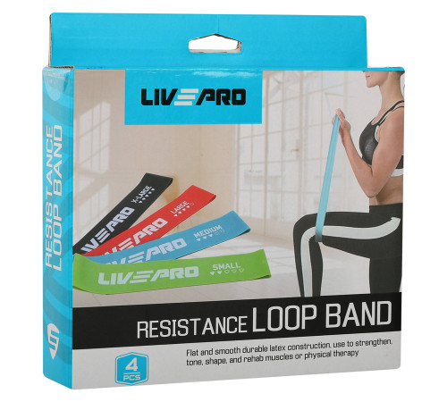 Набор резинок для упражнений ленты сопротивлений LOOP BANDS LiveUp 4шт цвета в ассортименте