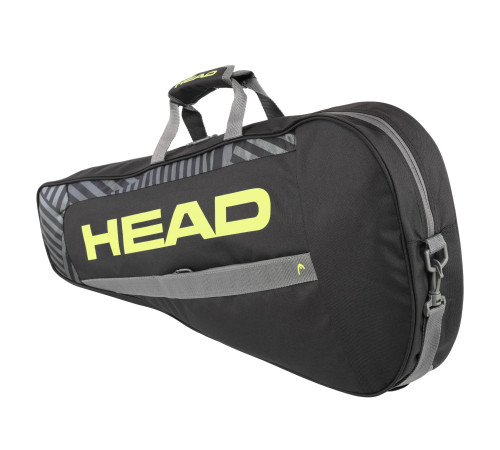 Тенісна сумка для ракеток великий теніс на 3 ракетки HEAD Base 76x32х9см чорний-жовтий