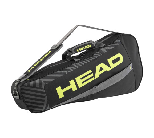 Тенісна сумка для ракеток великий теніс на 3 ракетки HEAD Base 76x32х9см чорний-жовтий