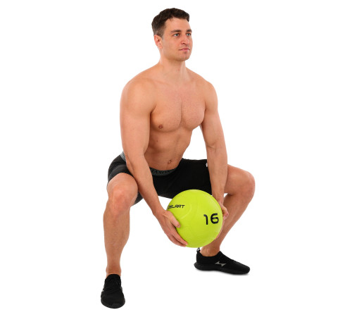 Слэмбол мяч набивной для кроссфита и фитнеса Slam Ball Mdbuddy 16кг салатовый