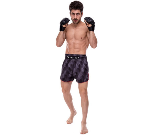 Шорти для тайського боксу та кікбоксингу FAIRTEX M-XL чорний-сірий