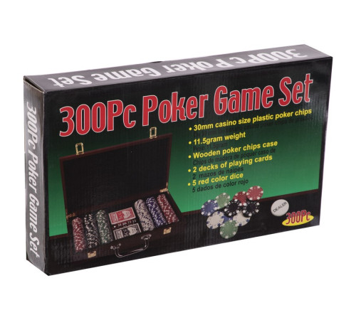 Набор для покера в деревянном кейсе Poker game set SP-Sport 300 фишек