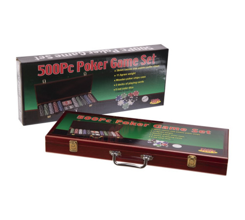 Набір для покеру в дерев'яному кейсі Poker game set SP-Sport 500 фішок