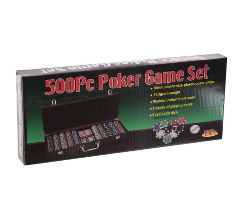 Набір для покеру в дерев'яному кейсі Poker game set SP-Sport 500 фішок