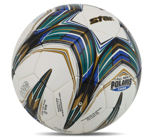 М'яч футбольний STAR ALL NEW POLARIS 5000 FIFA №5 PU білий-зелений