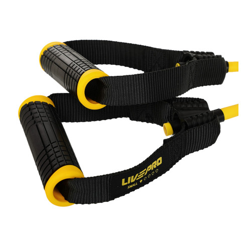 Эспандер трубчатый для фитнеса с ручками 10LB LiveUp 120см нагрузка 4,5кг желтый