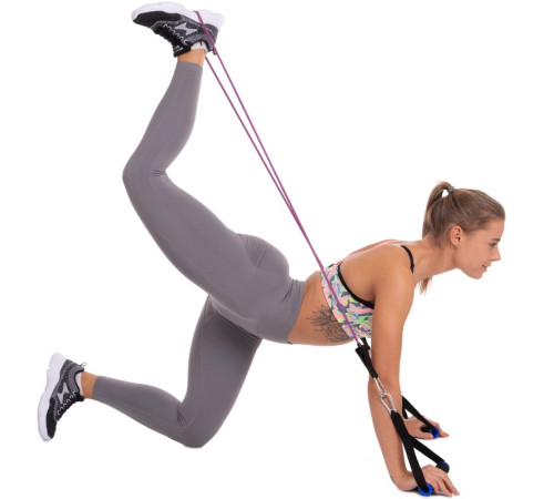 Эспандер многофункциональный для фитнеса 9 жгутов Resistance Band Zelart в чехле разноцветный
