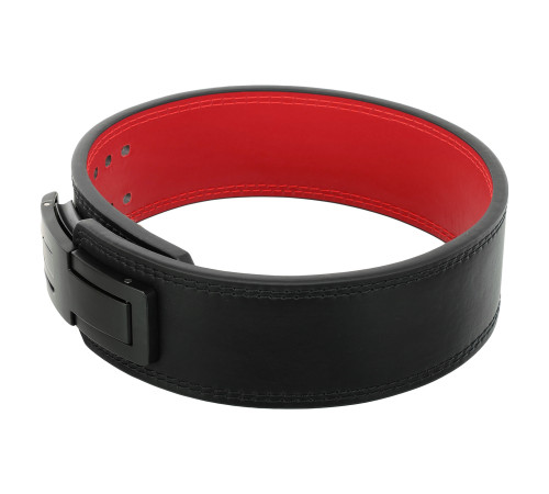 Пояс для пауерліфтингу з карабіном шкіряний Mdbuddy Weightlifting Belt ширина 10см розмір-S-XL чорний-червоний