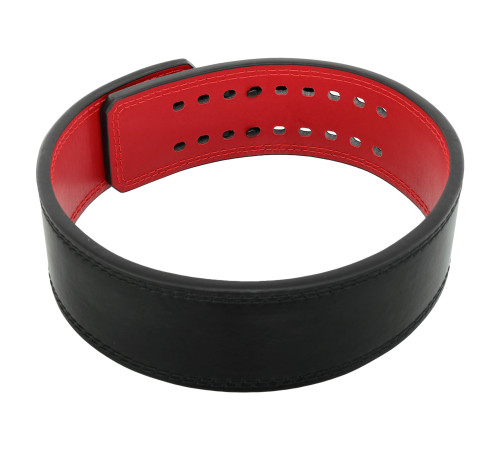 Пояс для пауерліфтингу з карабіном шкіряний Mdbuddy Weightlifting Belt ширина 10см розмір-S-XL чорний-червоний