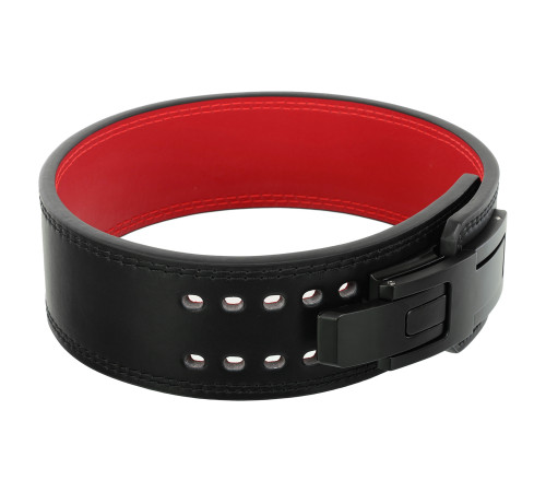 Пояс для пауерліфтингу з карабіном шкіряний Mdbuddy Weightlifting Belt ширина 10см розмір-S-XL чорний-червоний