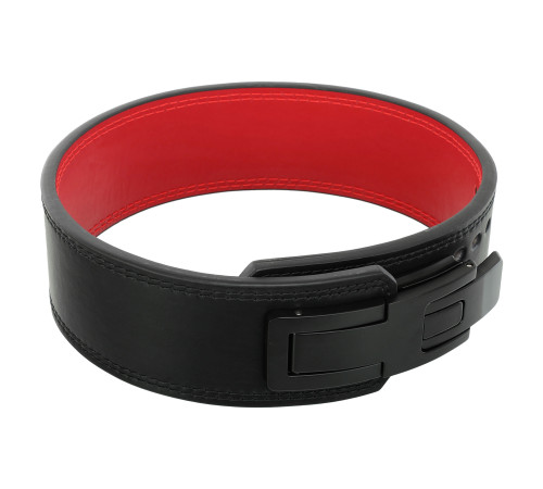 Пояс для пауерліфтингу з карабіном шкіряний Mdbuddy Weightlifting Belt ширина 10см розмір-S-XL чорний-червоний
