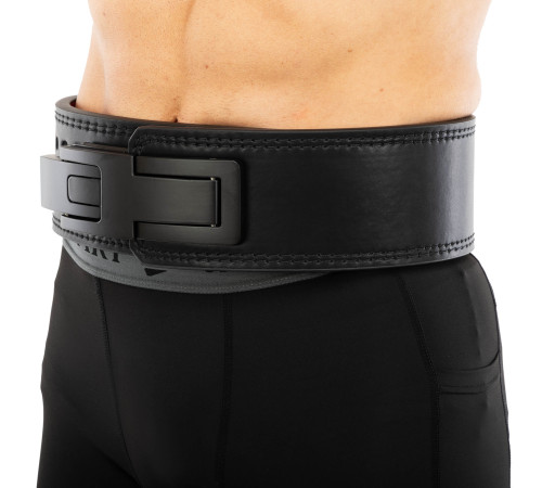 Пояс для пауерліфтингу з карабіном шкіряний Mdbuddy Weightlifting Belt ширина 10см розмір-S-XL чорний-червоний