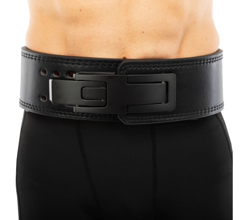 Пояс для пауерліфтингу з карабіном шкіряний Mdbuddy Weightlifting Belt ширина 10см розмір-S-XL чорний-червоний